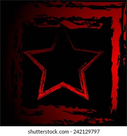 Vector illustration of   Red star. Black - red background. Abstract.