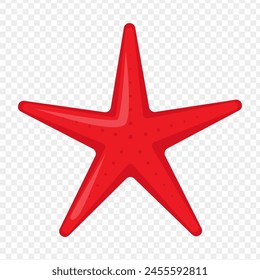 Vector illustration of red star fish on transparent background