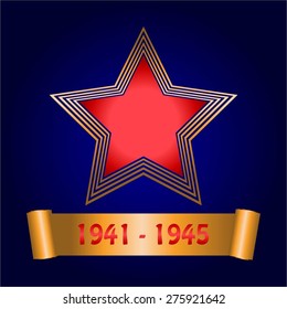 Vector illustration of Red Star. Victory Day. 1941 - 1945.