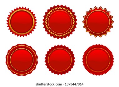 vector illustration of red starburst rosette set 1