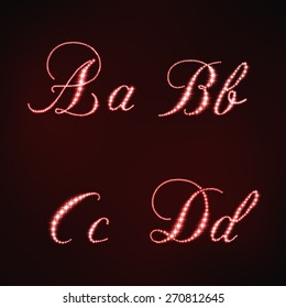 Vector illustration of red stars style of letters ABCD