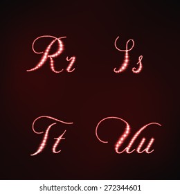 Vector illustration of red stars style of letters RSTU