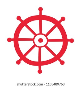 Vector illustration of red steering wheel.  Cute element for marine design, good for postcard, invitation, business card, ticket, logo and scrapbook. Usefull for kids design, package, fabric. EPS 10