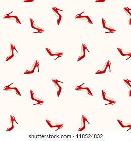 vector illustration of red stiletto shoes pattern, on pink background