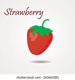 Vector illustration of red strawberry with shadow