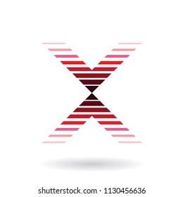 Vector Illustration of a Red Striped Icon for Letter X isolated on a White Background