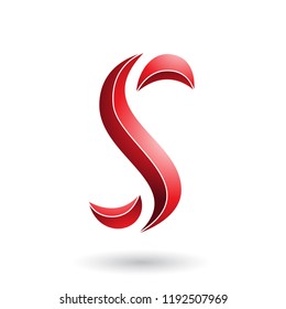Vector Illustration of Red Striped Snake Shaped Letter S isolated on a White Background