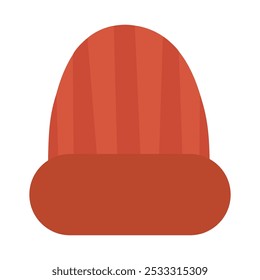 Ilustración vectorial de un gorro de invierno de rayas rojas, con un diseño atrevido y simple con colores cálidos, perfecto para prendas de Clima frías.