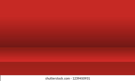 Vector Illustration, Red Studio Table Room For Display Of Content Or Products, Mock Up 3D Stage.