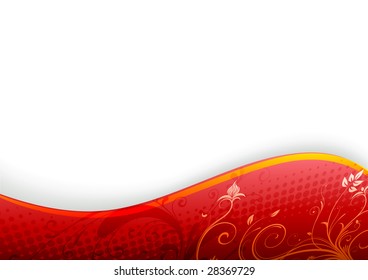 Vector illustration of red style floral abstract background