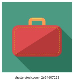 A vector illustration of a red suitcase on a green background