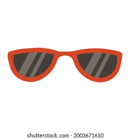 Vector illustration of red sunglasses in cartoon retro flat style. Summer accessories, sun protection