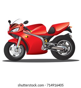 Vector illustration of Red Superbike Cartoon