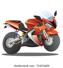 Vector illustration of red supersport bike in cartoon style drawing isolated on white