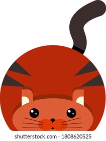 Vector illustration of a red tabby cat in cartoon style. Concept of nature, Pets, zodiac, animals. Can be used for fabric, textiles, paper, Wallpaper, books.