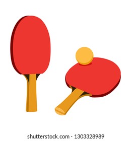 Vector illustration of a red table tennis racket