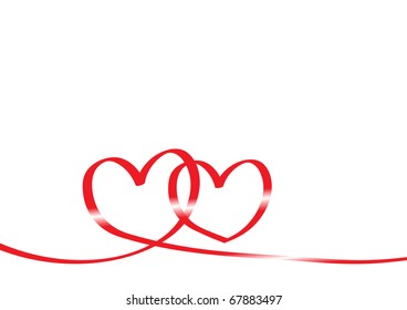 Vector illustration of red tape in form of two hearts