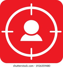 Vektorgrafik des roten Zielpersonensymbols im flachen Stil.