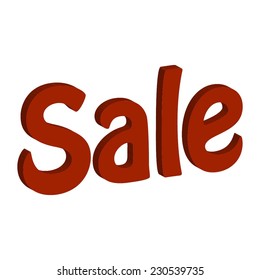 Vector illustration of Red text - Sale. 3  D,
