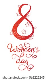 Vector illustration of red text for Women's day