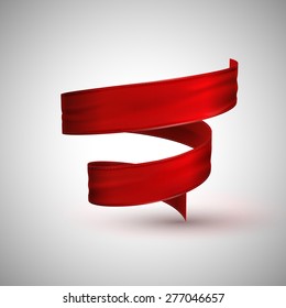 vector illustration of red textile ribbon. decorative element for design.