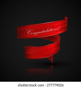 vector illustration of red textile ribbon. decorative element for design