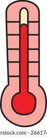 Vector Illustration of Red Thermometer Icon Showing High Temperature for Medical, Weather, and Climate Infographics