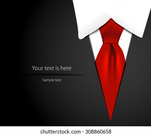 Vector illustration of red tie and suit background.