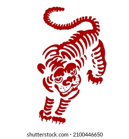 Ilustración vectorial del tigre rojo. Año nuevo chino del tigre 2022.