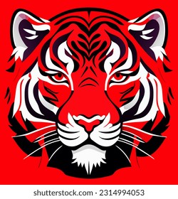 vector illustration of red tiger cartoon