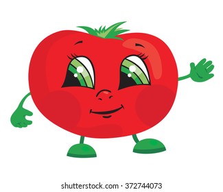 Vector illustration of a red tomato character