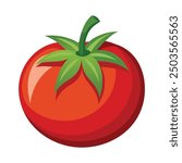 Vector illustration of a red tomato isolated on white , Tomato vector. Tomato on white background. Tomato vector in cartoon style