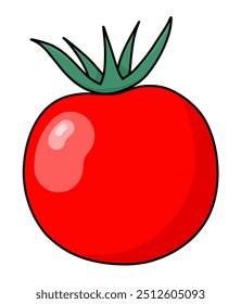 Vector illustration of a red tomato isolated on white , Tomato vector. Tomato on white background. Tomato vector in cartoon style