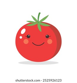 Ilustração vetorial de um tomate vermelho isolado em branco , Vetor de tomate. Tomate sobre fundo branco. Vetor de tomate em estilo cartoon