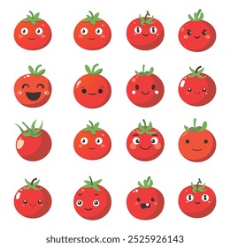 Vector illustration of a red tomato isolated on white , Tomato vector. Tomato on white background. Tomato vector in cartoon style