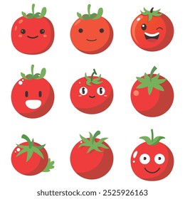 Vector illustration of a red tomato isolated on white , Tomato vector. Tomato on white background. Tomato vector in cartoon style