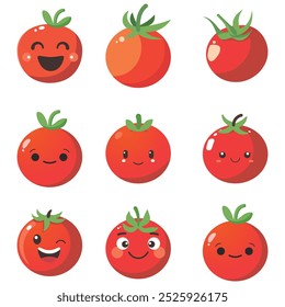 Ilustração vetorial de um tomate vermelho isolado em branco , Vetor de tomate. Tomate sobre fundo branco. Vetor de tomate em estilo cartoon