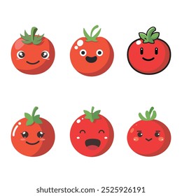 Vector illustration of a red tomato isolated on white , Tomato vector. Tomato on white background. Tomato vector in cartoon style