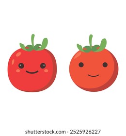 Vector illustration of a red tomato isolated on white , Tomato vector. Tomato on white background. Tomato vector in cartoon style