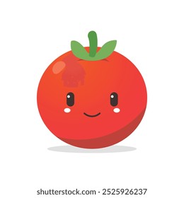 Vector illustration of a red tomato isolated on white , Tomato vector. Tomato on white background. Tomato vector in cartoon style