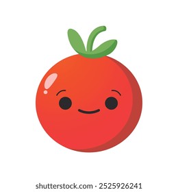 Vector illustration of a red tomato isolated on white , Tomato vector. Tomato on white background. Tomato vector in cartoon style