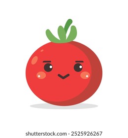 Vector illustration of a red tomato isolated on white , Tomato vector. Tomato on white background. Tomato vector in cartoon style