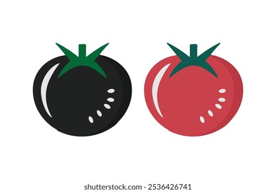 Vector illustration of a red tomato isolated on white , Tomato vector. Tomato on white background. Tomato vector in cartoon style