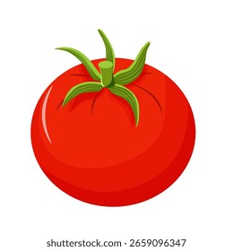Ilustração vetorial de um tomate vermelho isolado em branco , Vetor de tomate. Tomate sobre fundo branco. Vetor de tomate em estilo cartoon.