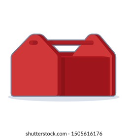 Vector illustration of red toolbox on white background.