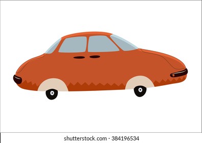 A vector illustration of the red toy car. A part of Dodo collection - a set of educational cards for children.