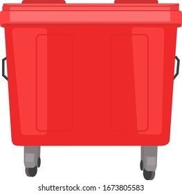 Vector illustration of a red trash can on a white background