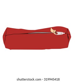 Vector illustration red travel bag, baggage or sport sack. Bag with zipper