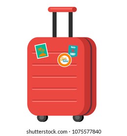 Vector illustration of red travel suitcase