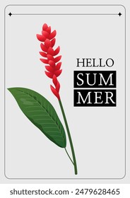 Vector illustration of a red tropical flower.